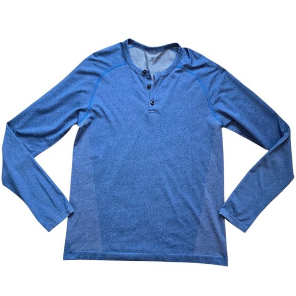 Men's Lululemon Metal Vent Tech Long Sleeve Henley - Blue - Picture 1 of 9